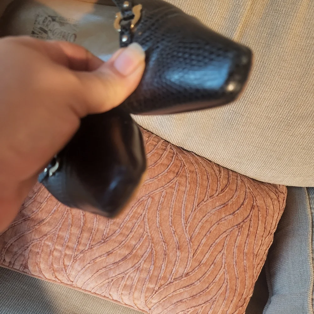 Salvatore Ferragamo Textured Black Heels